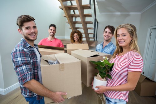Packed boxes ready for removal services in Twickenham