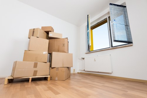Office and home removal items ready for transport in Twickenham