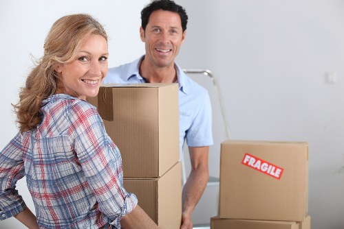 Furniture and boxes prepared for removal van transport